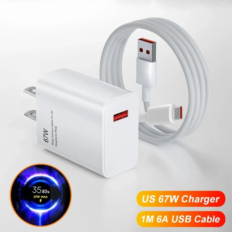 Fast Charger Plug and 6A 1M Type C Cable